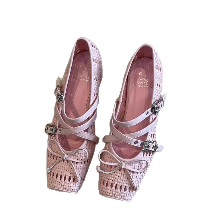 Damen Slingback Schuhe Geflochtenes Leder