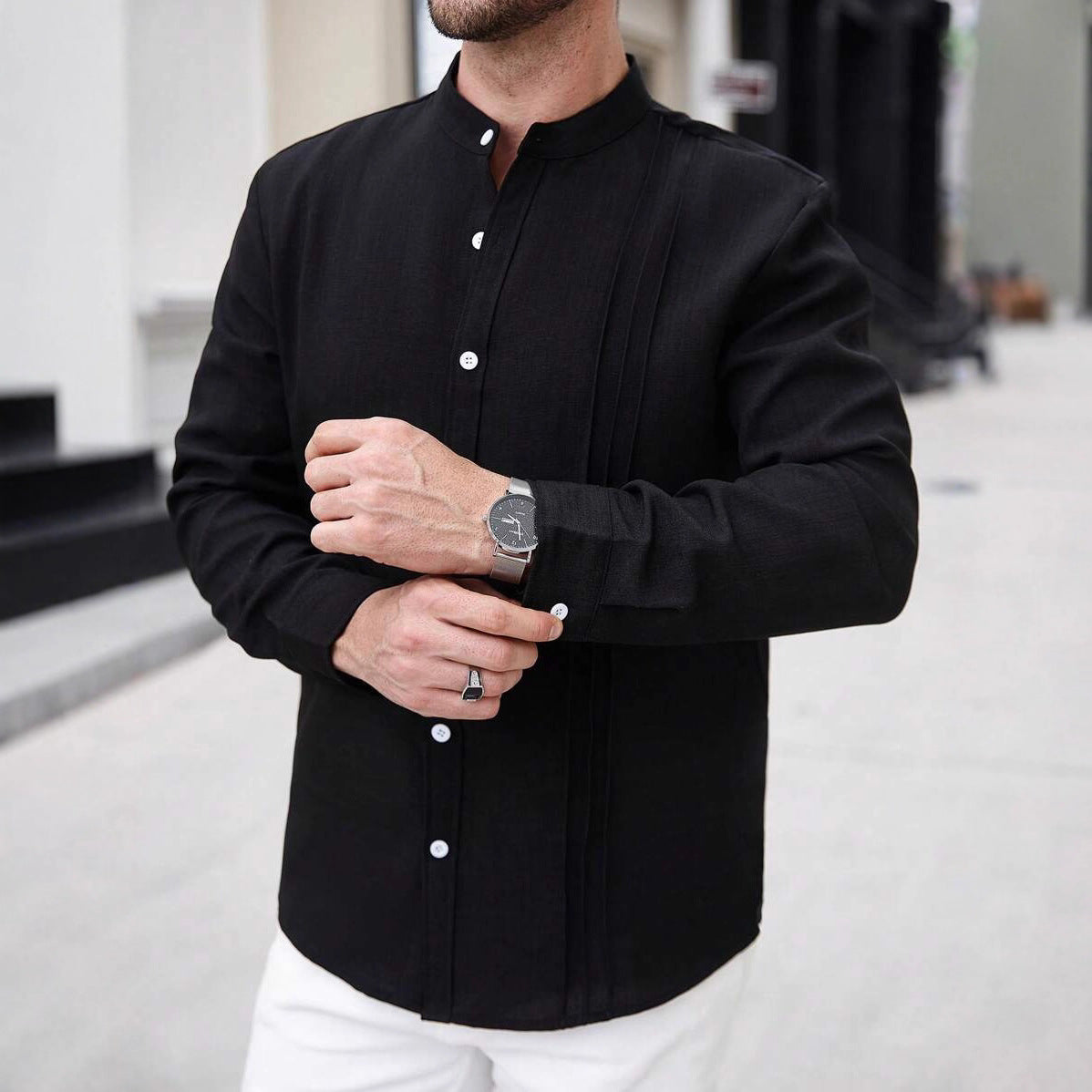 Herren Hemdbluse Slim Fit Modern Berlin Stil - Norvielle