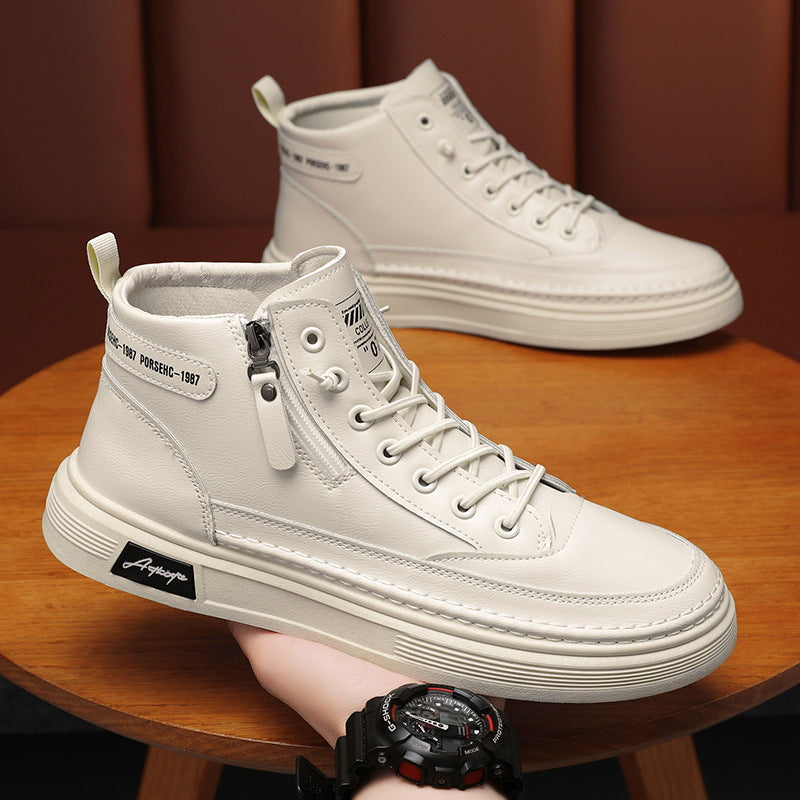 Damen Hochsneaker Leder Robust Mit Reißverschluss