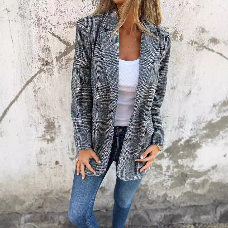 Damen Blazer Karierter Slimfit Modern - Norvielle