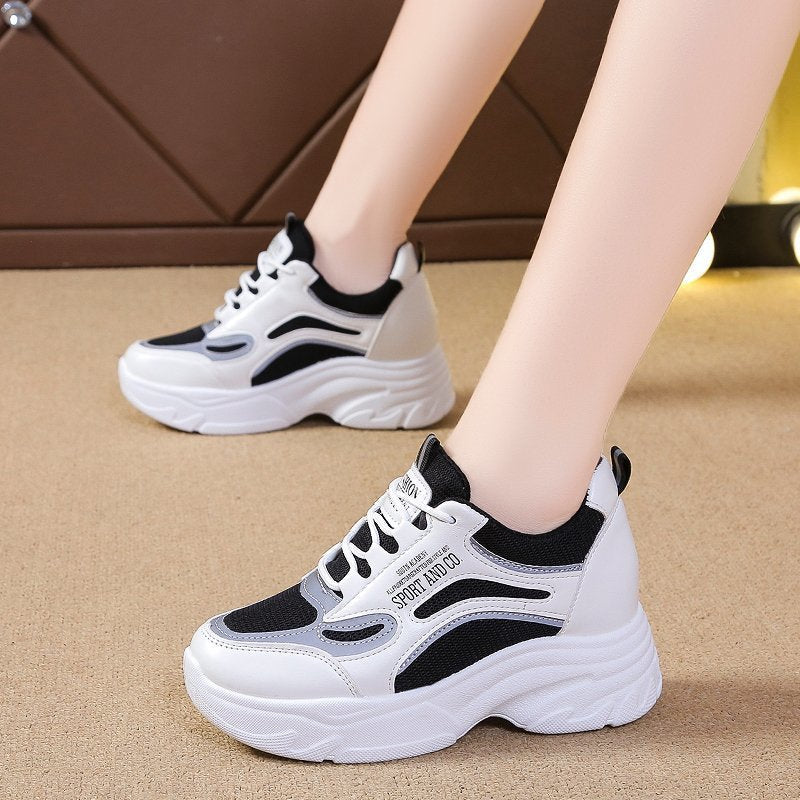 Damen Sneaker Sportlich Hohe Sohle Atmungsaktiv