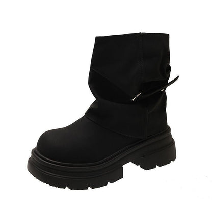 Damen Winterstiefel Elegantes Falten-Design Warm