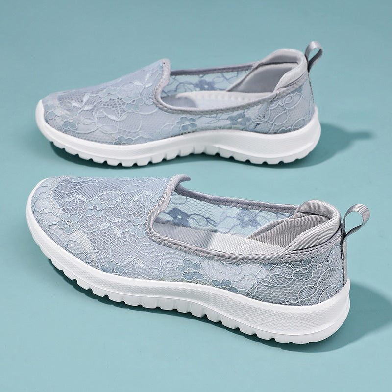 Damen Sneaker Slip-On Weich Spitze Dämpfung