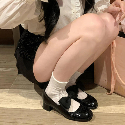 Damen Pumps Hochhackig mit Schleifen Detail