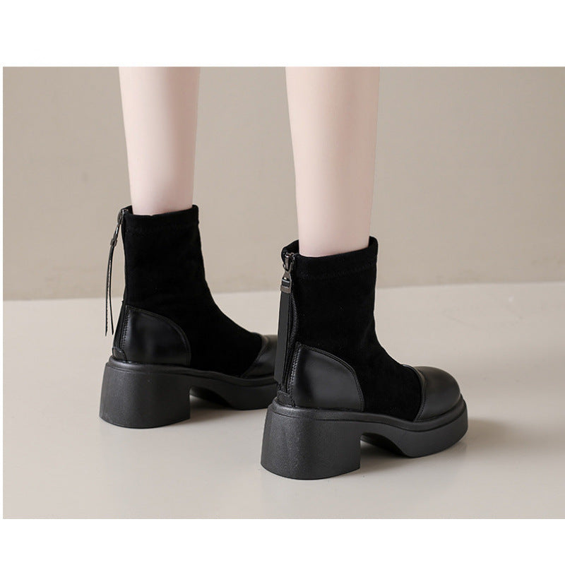 Damen Absatzstiefeletten Elegantes Leder