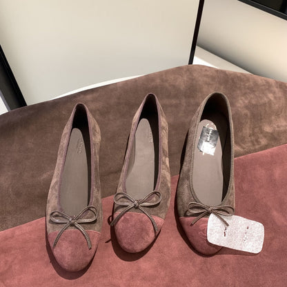 Damen Ballerinas Wildleder Schleife