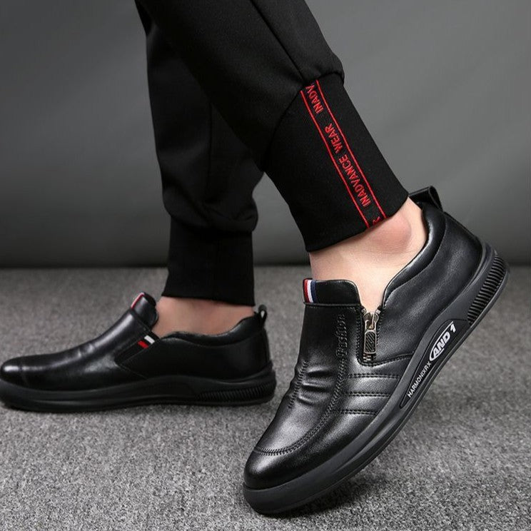 Herren Leder Sneaker Slip-On Bequem Flexibel