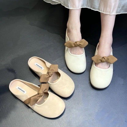 Damen Slipper Komfortabel Schleife Schwarz - Norvielle