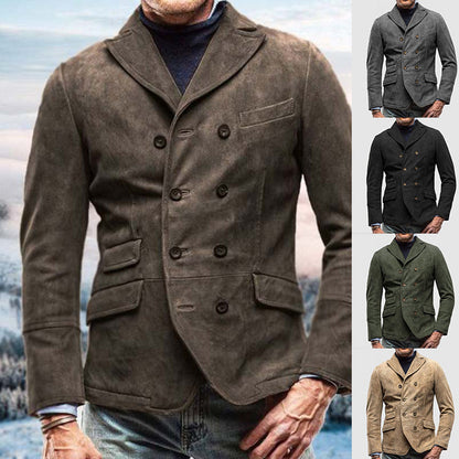 Herren Blazer Wildleder Elegant Schwarz - Norvielle