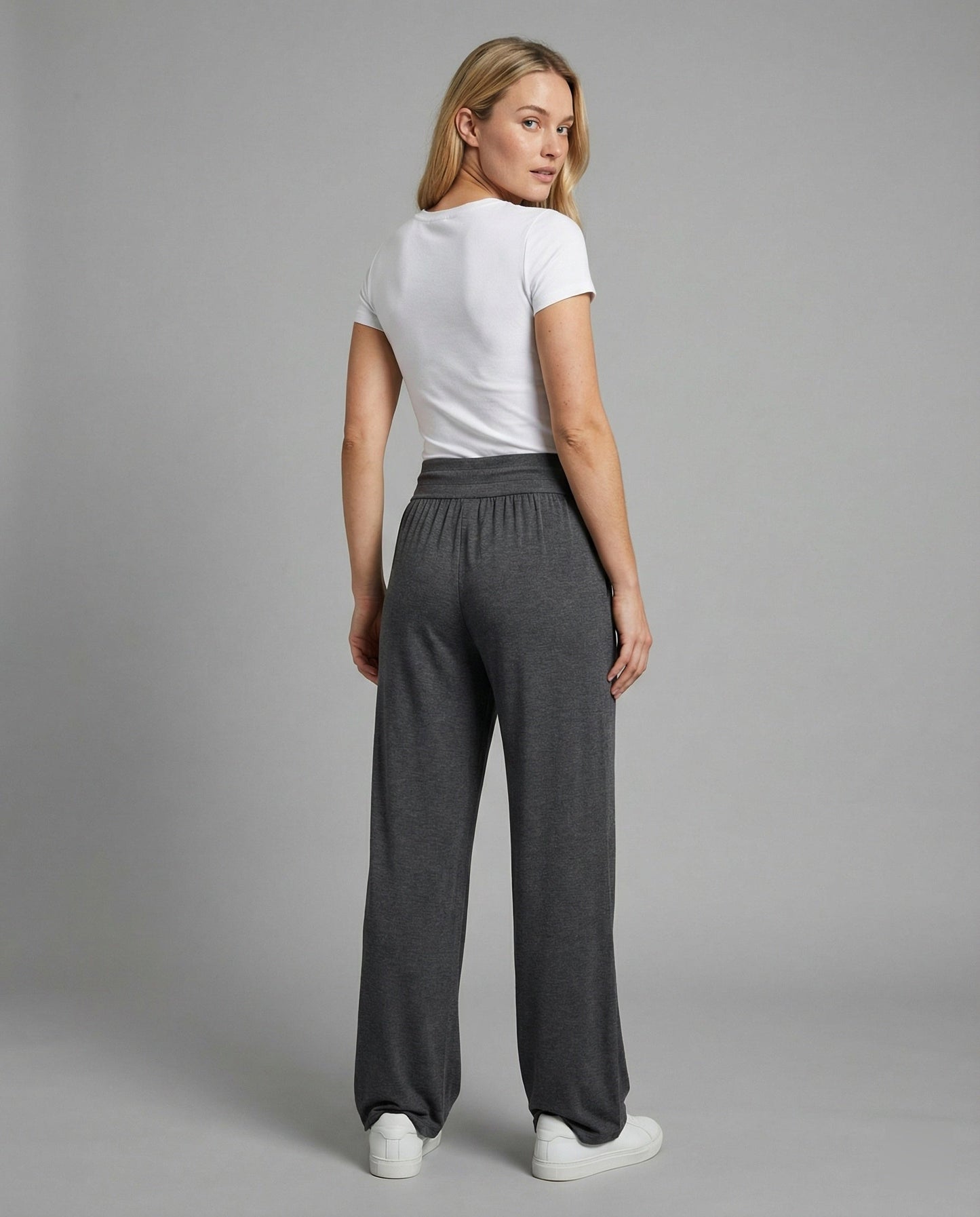Damen Jogginghose Oversize Bequem Grau Herbst