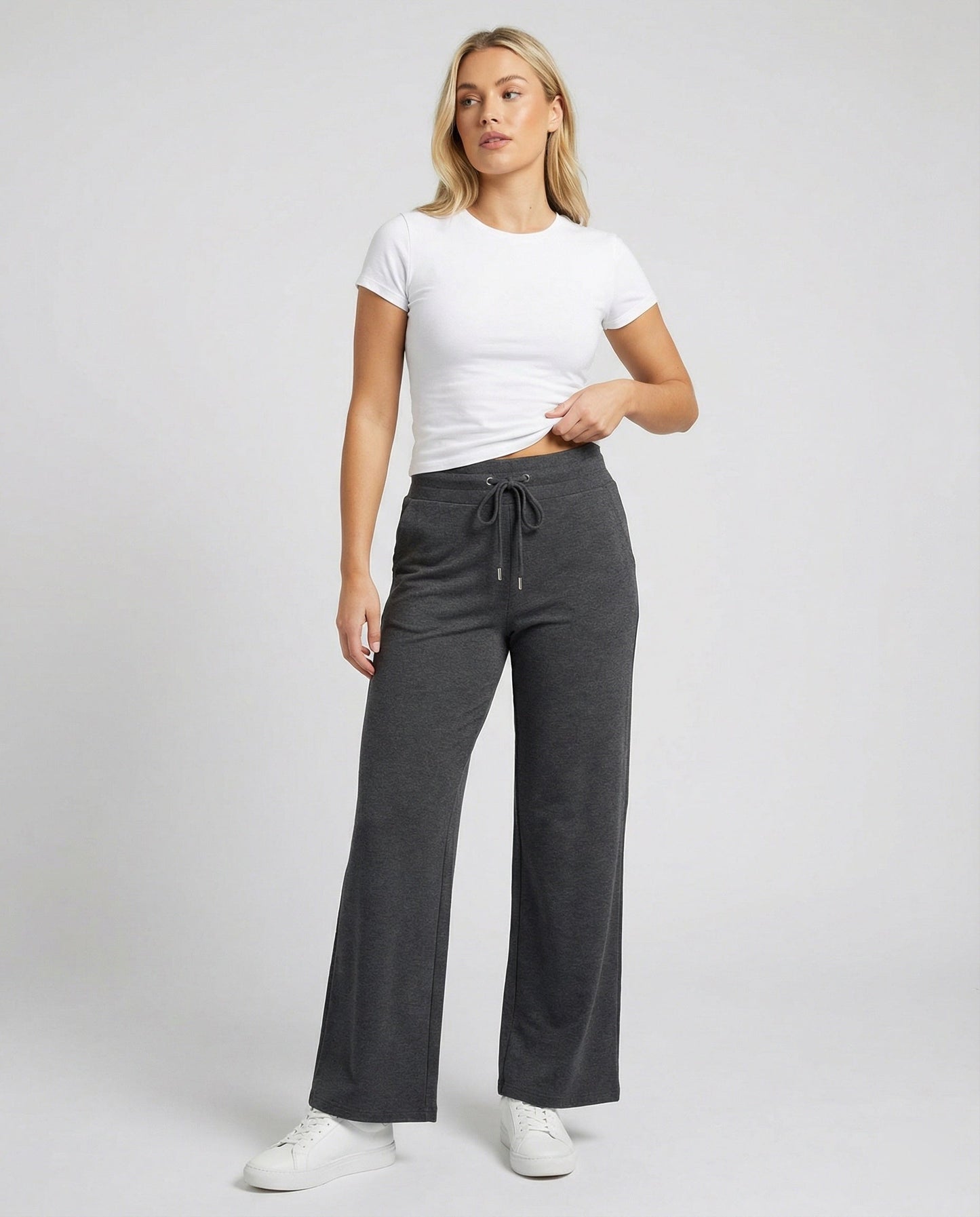 Damen Jogginghose Oversize Bequem Grau Herbst