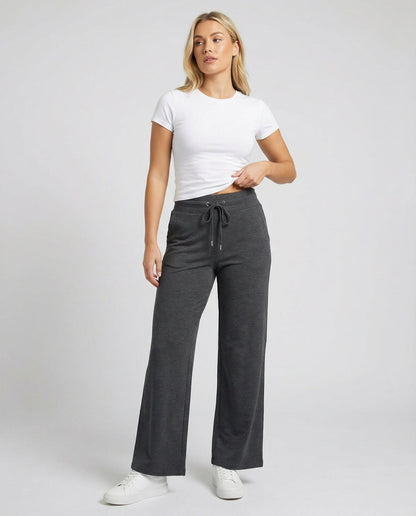Damen Jogginghose Oversize Bequem Grau Herbst