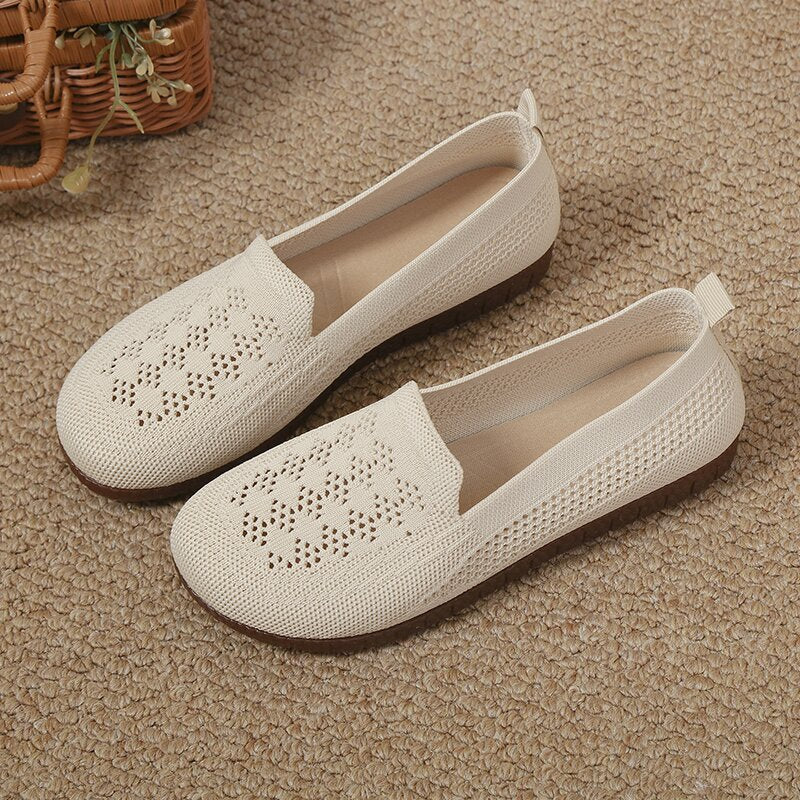 Damen Slip-On Schuhe Bequem Lochmuster