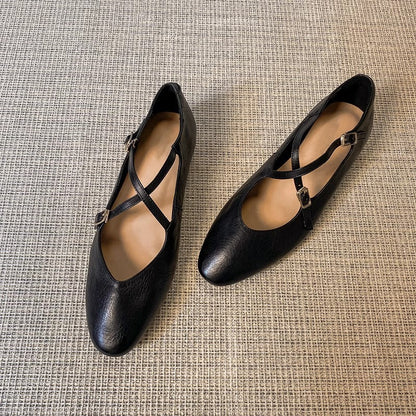Damen Ballerinas Komfortschuhe Elegant Kreuzriemen