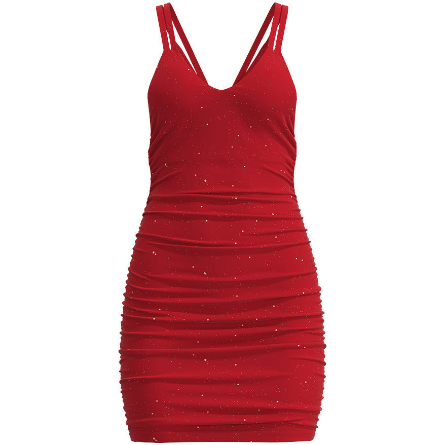 Damen Minikleid Glitzerndes Sternenmuster Partykleid