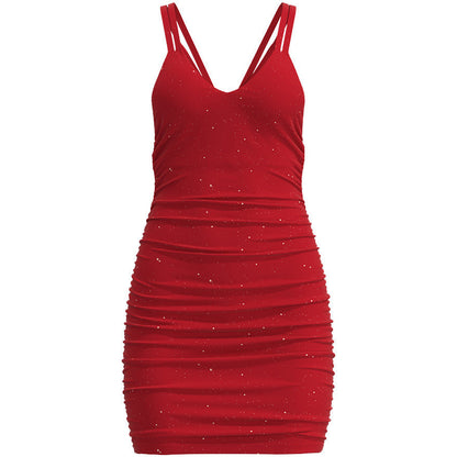 Damen Minikleid Glitzerndes Sternenmuster Partykleid