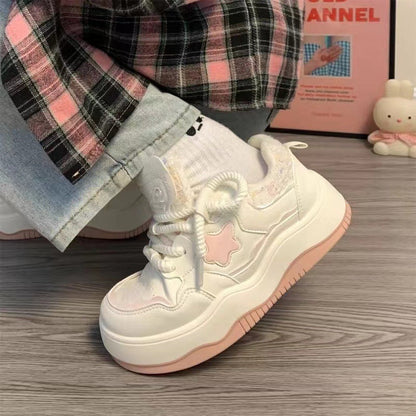 Damen Plattform Sneaker Sternen Muster