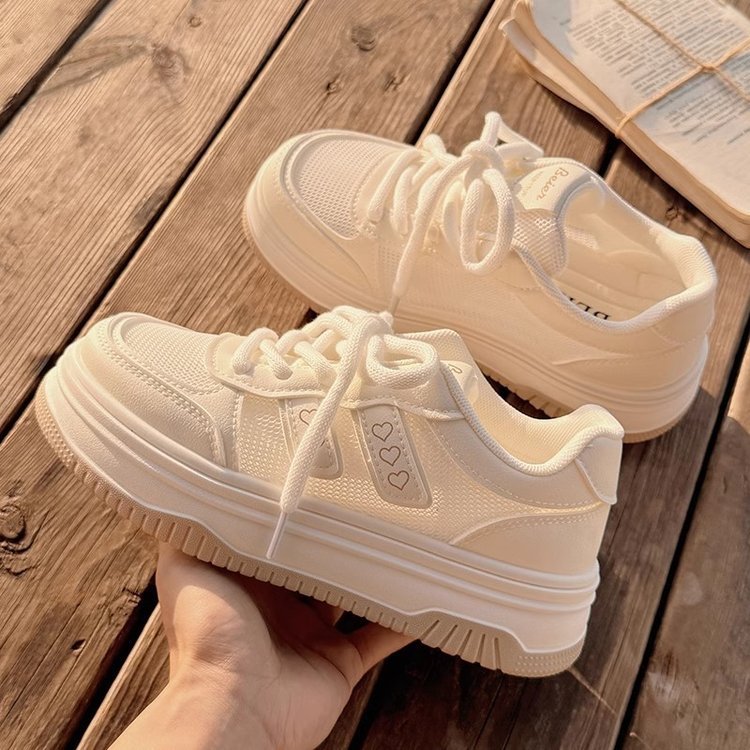 Damen Sneaker Plateau Komfortabel Herzdesign