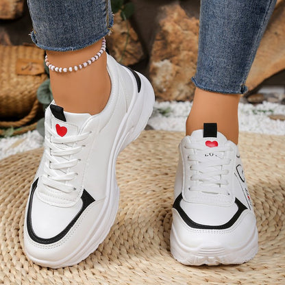 Damen Sneaker Herz-Design Weich Bequem