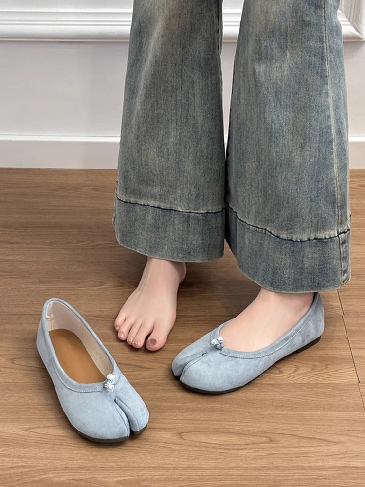 Damen Ballerinas Schnürenlos Bequem Modern