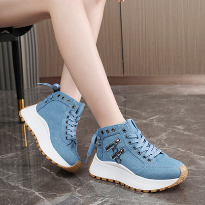 Damen High- Sneaker Sportschuhe Mit Reißverschluss
