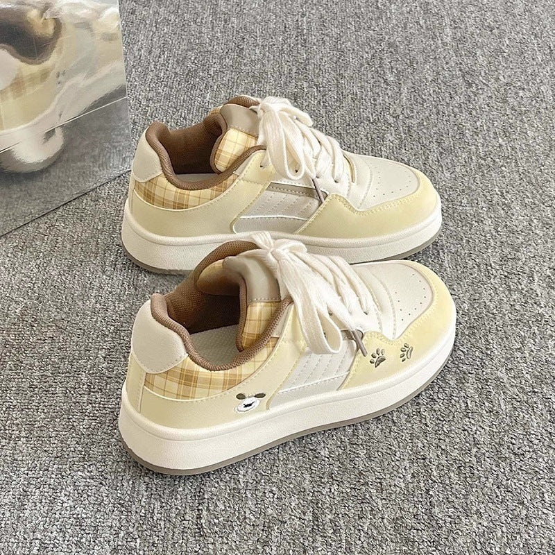 Damen Sneaker Karomuster Atmungsaktiv Bequem