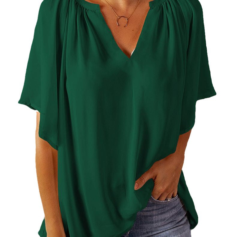 Damen Bluse Fließend Elastisch Ballonärmel