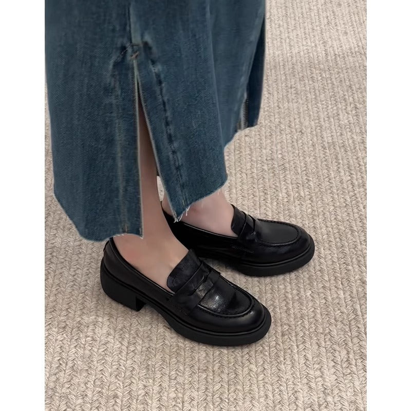 Damen Loafers Komfortabel Leder Braun