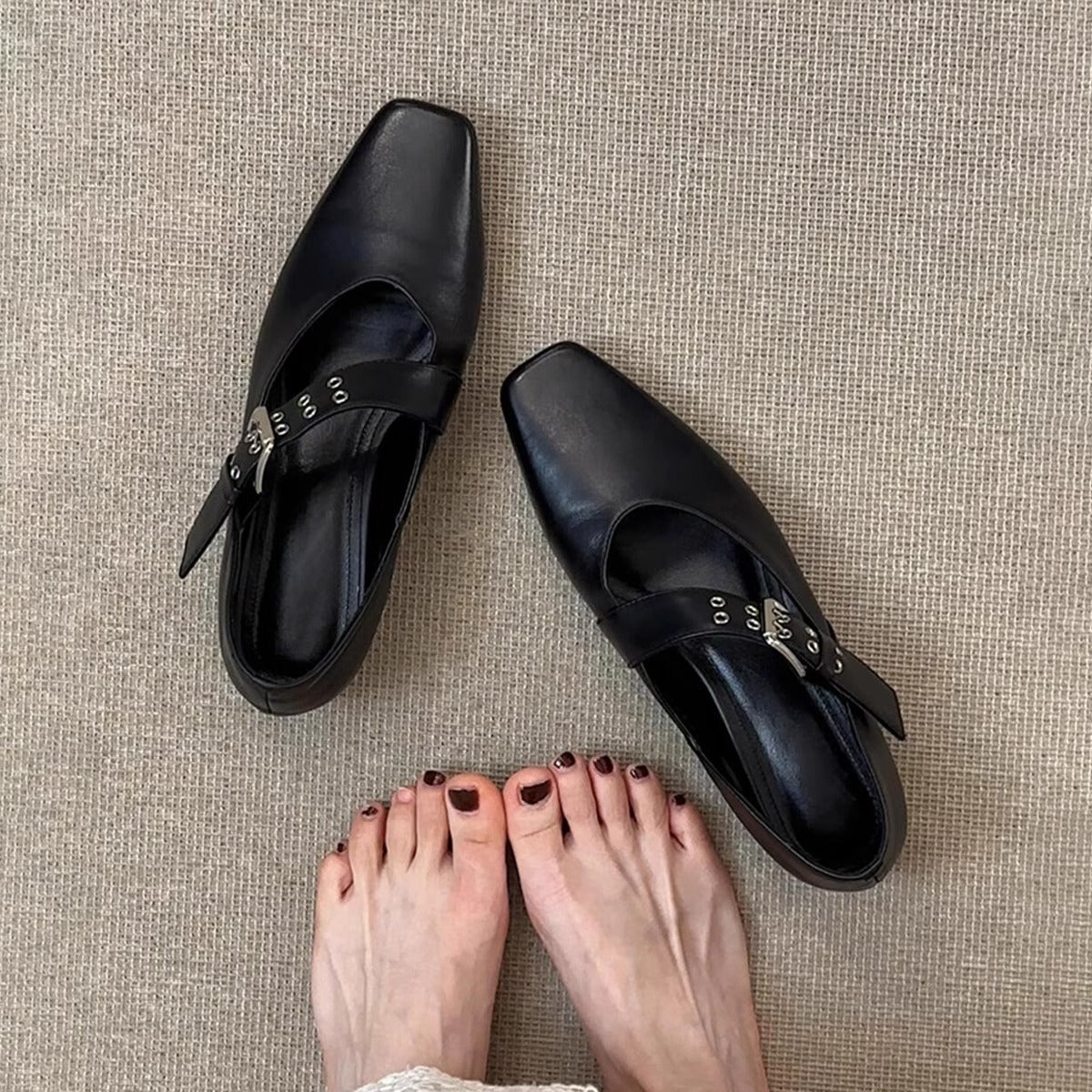 Damen Slingbacks Elegant Quadratzehen Riemen - Norvielle