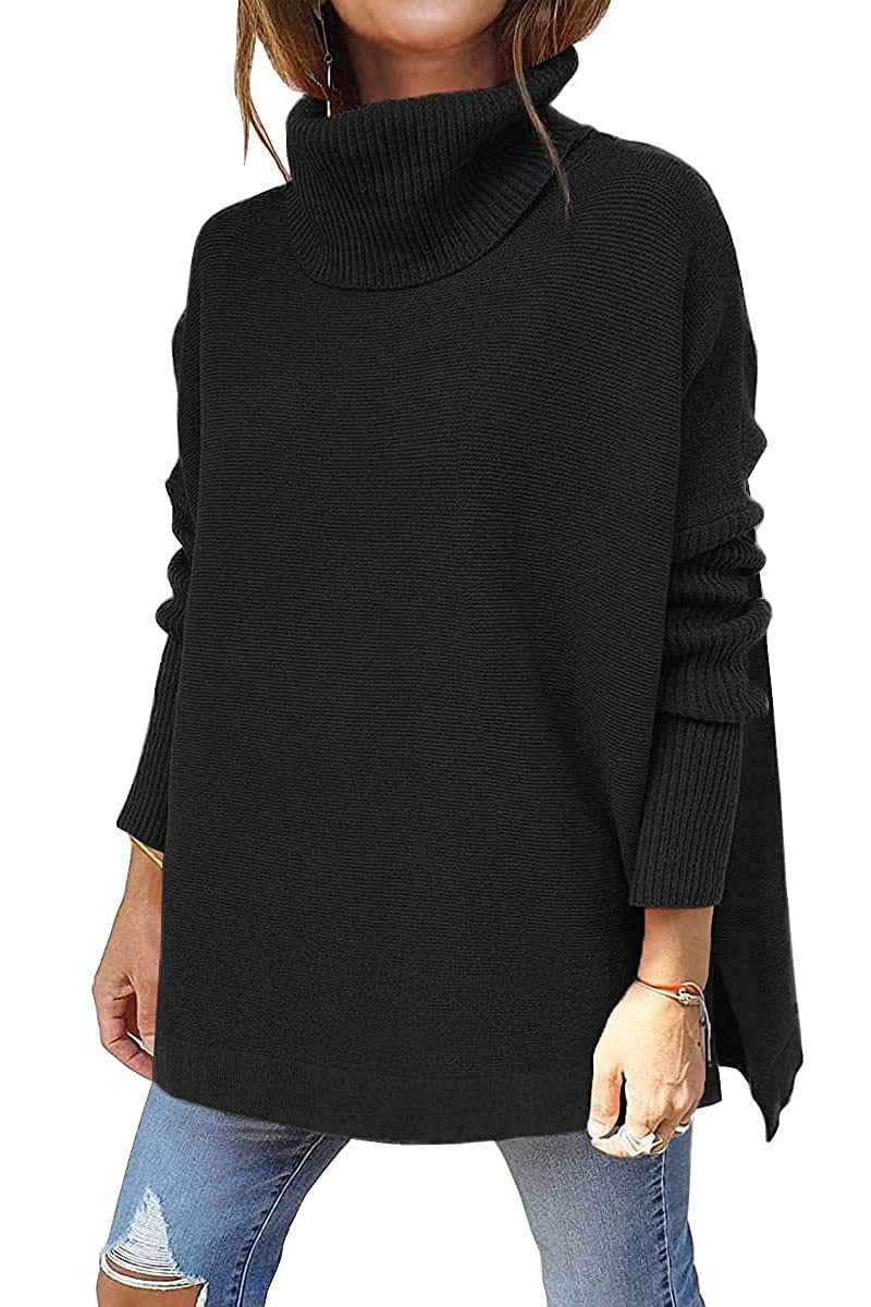 Damen Oversized Rollkragenpullover Großmasche Strick
