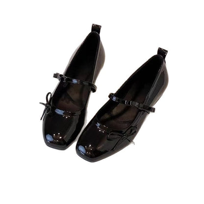 Damen Ballerinas Glänzend mit Riemen