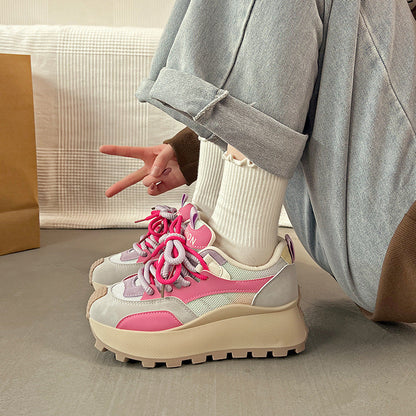 Damen Plateau Sneaker Hoch Rutschfest Farbverlauf