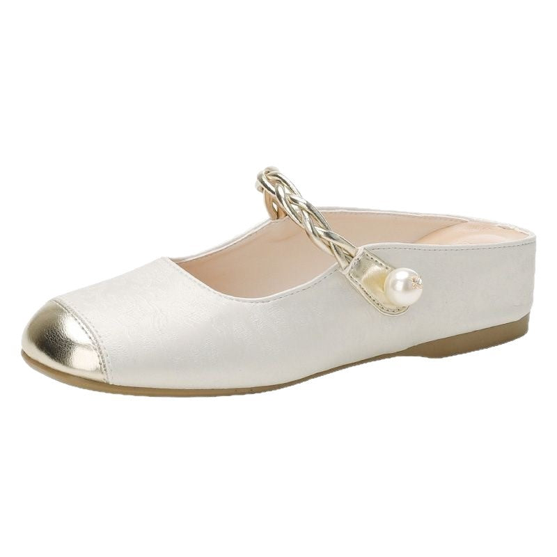 Damen Slides Perlenschmuck Elegante Sandalen
