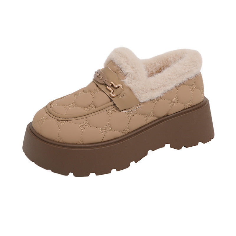 Damen Slipper Warm gefüttert Plateauabsatz