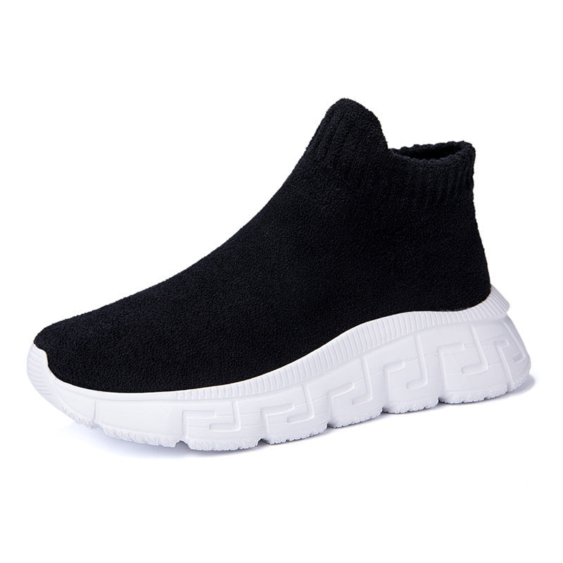 Damen Sneaker Bequem Stretch Hochhackig