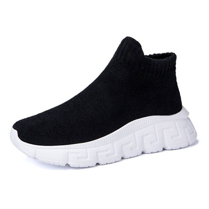 Damen Sneaker Bequem Stretch Hochhackig