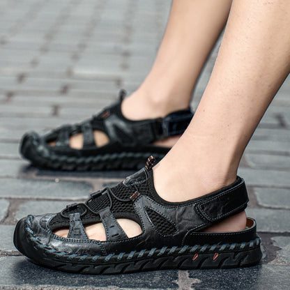 Damen Leder-Sandalen Sportlich Atmungsaktiv Rutschfest