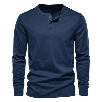 Herren Langarmshirt Weich Bequem Mit Knöpfen