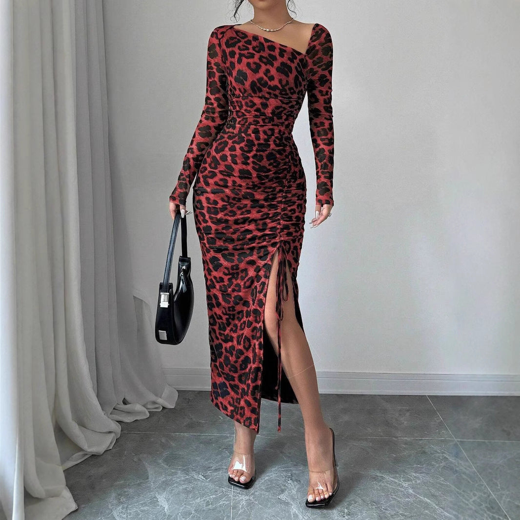 Damen Maxikleid Asymmetrischer Ausschnitt Elegant Längs