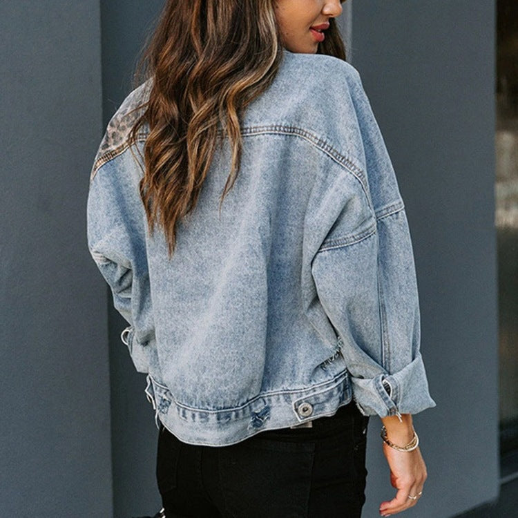Damen Jeansjacke Tiermuster