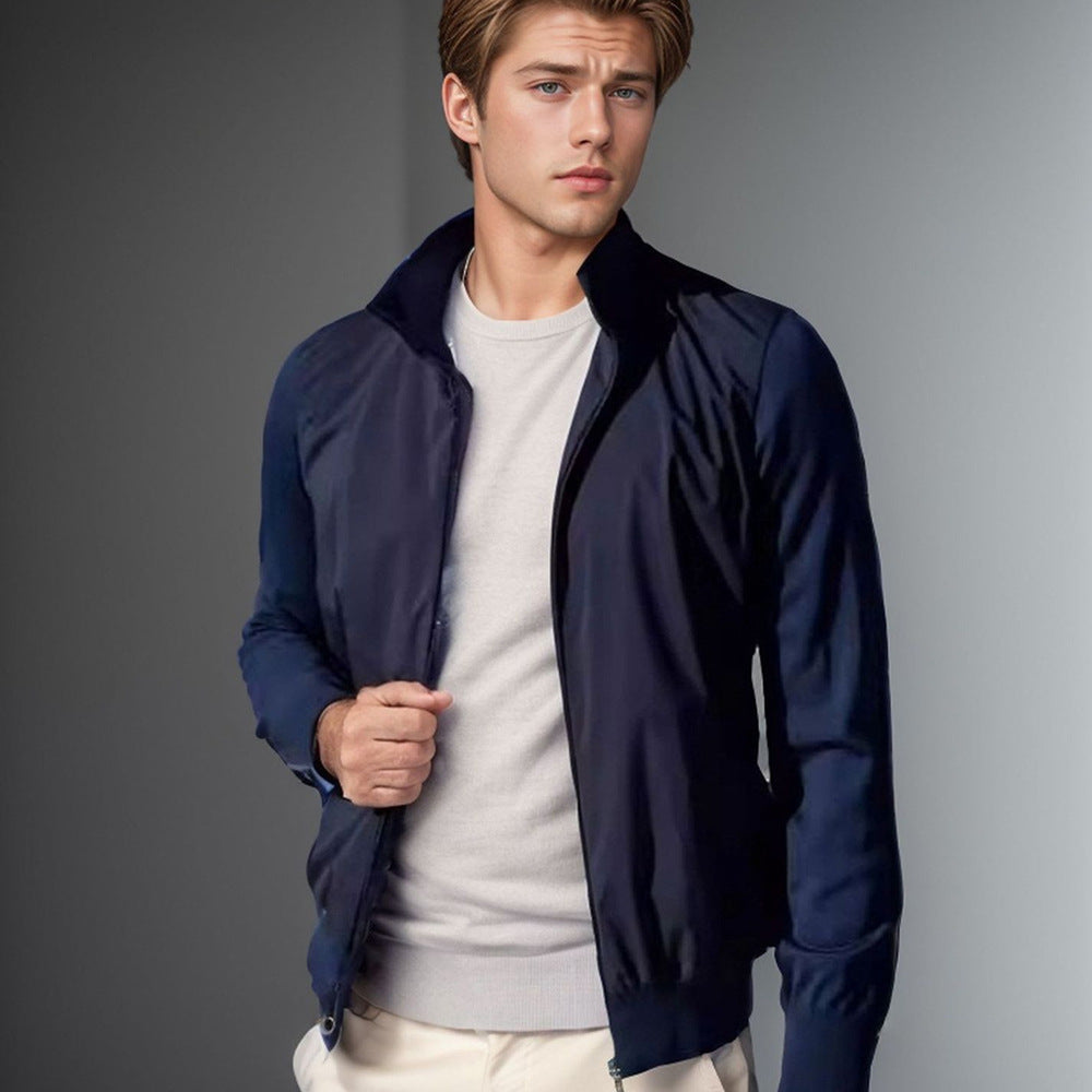 Herren Slim Fit Sommerjacke Lässig Reißverschluss Taschen