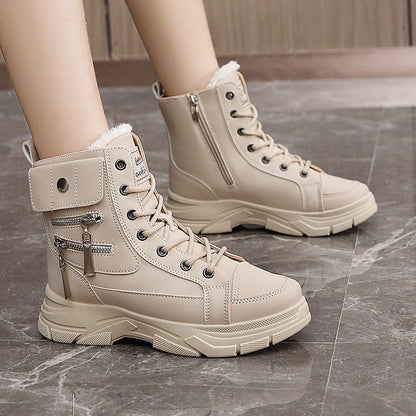 Damen Winterstiefel High- Reißverschluss Warm