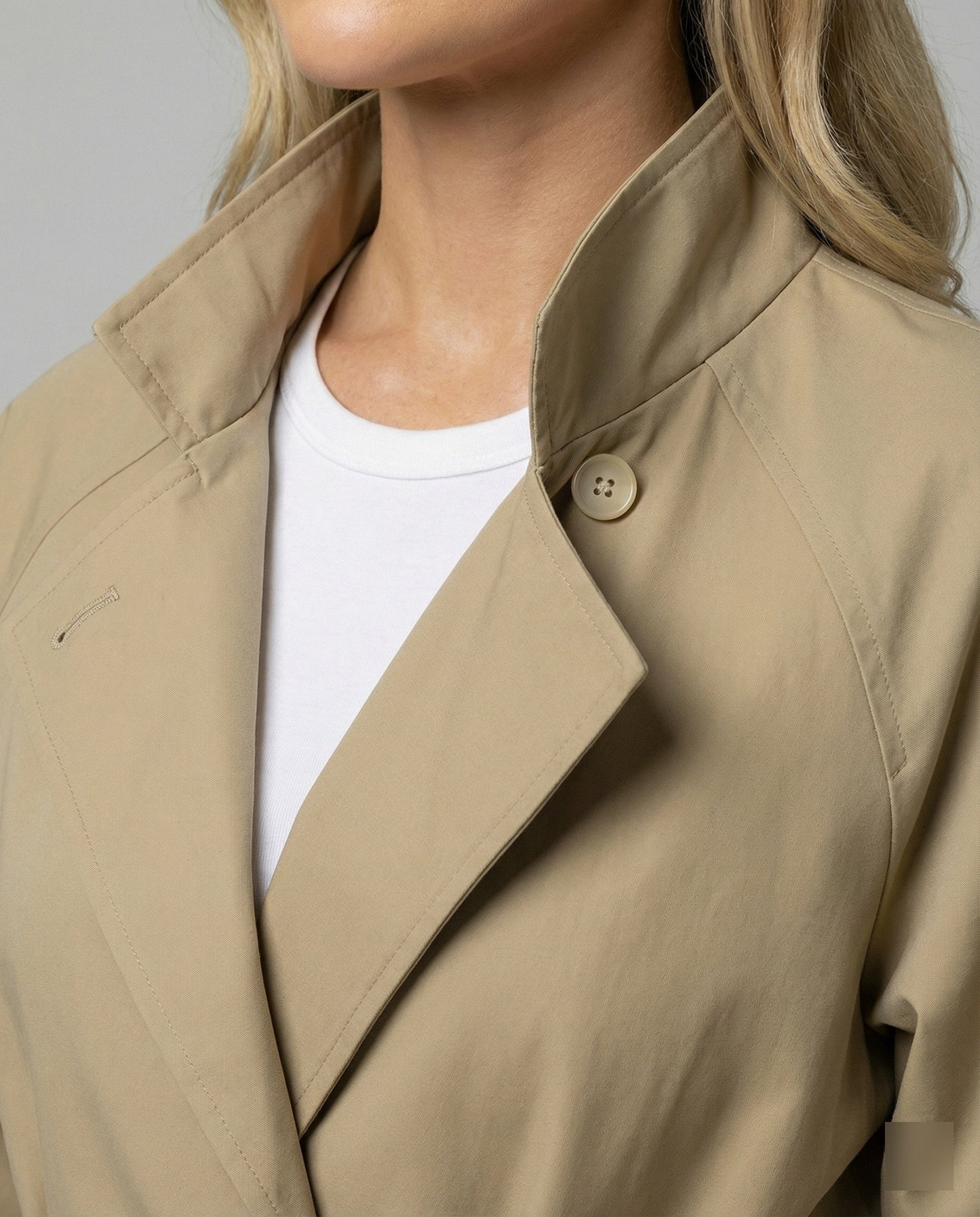 Damen Trenchcoat Tailliert Spitze Stehkragen