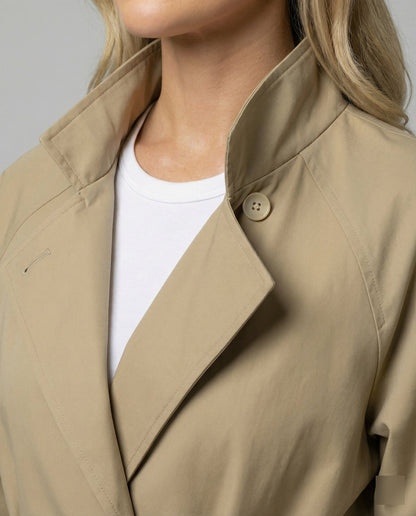 Damen Trenchcoat Tailliert Spitze Stehkragen