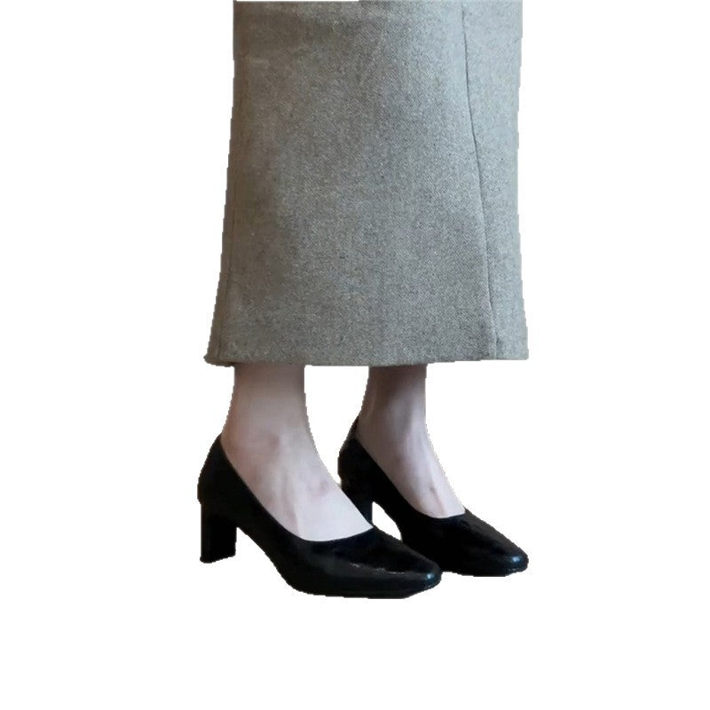 Damen Pumps Komfort Blockabsatz Elegantes Leder