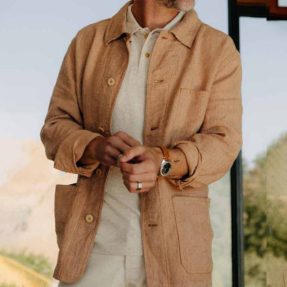 Herren Kordjacke Moderner Schnitt Lässig Braun