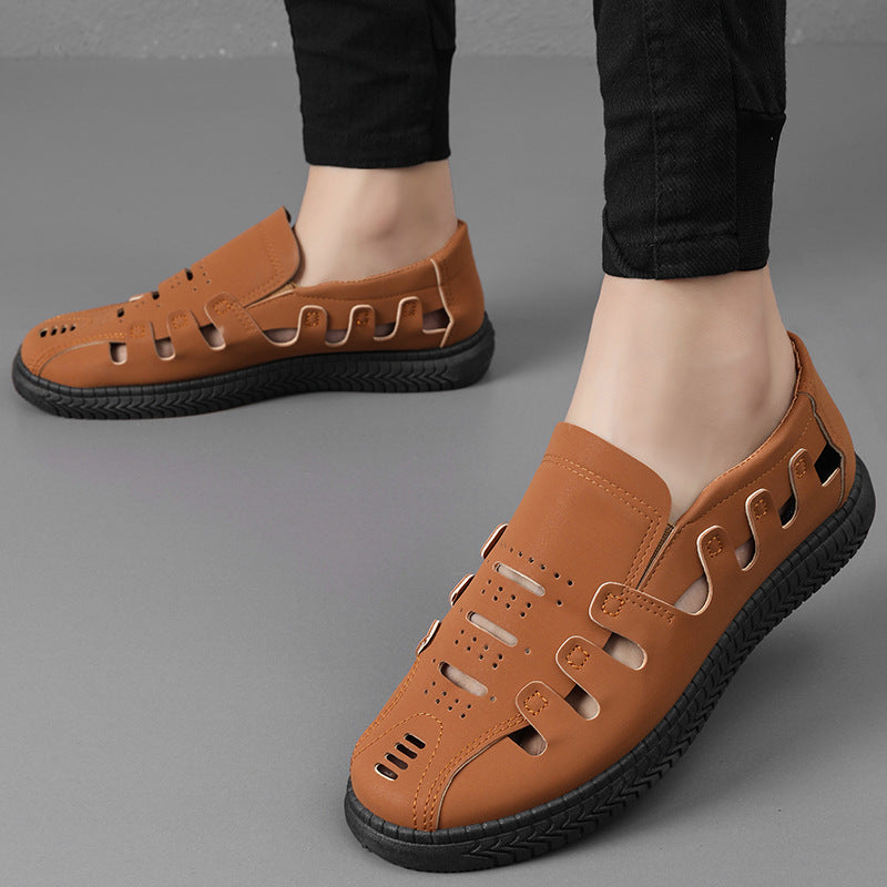 Damen Sandalen Atmungsaktives Leder Sommer Schwarz - Norvielle