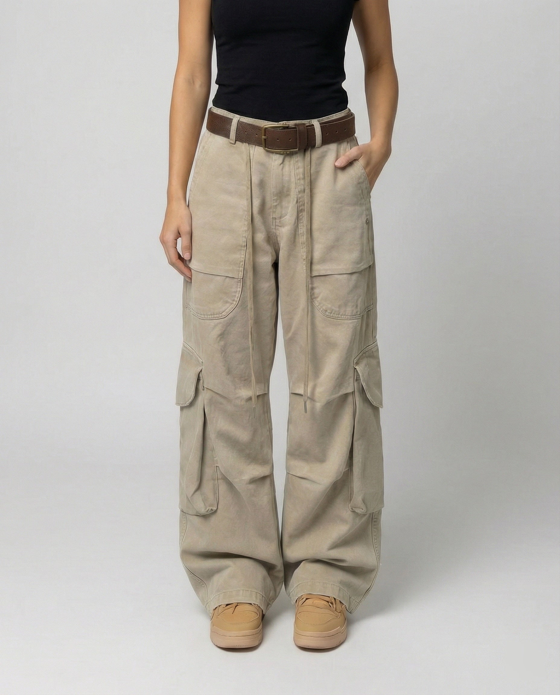 Damen Cargohose Lässig Palazzo Schnitt Große Taschen - Norvielle