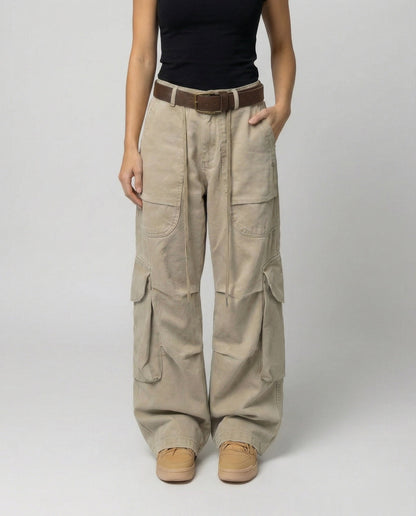 Damen Cargohose Lässig Palazzo Schnitt Große Taschen - Norvielle