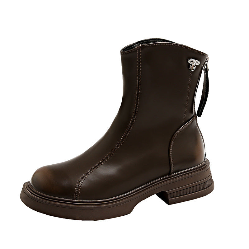 Damen Stiefeletten Elegant Kunstleder Reißverschluss